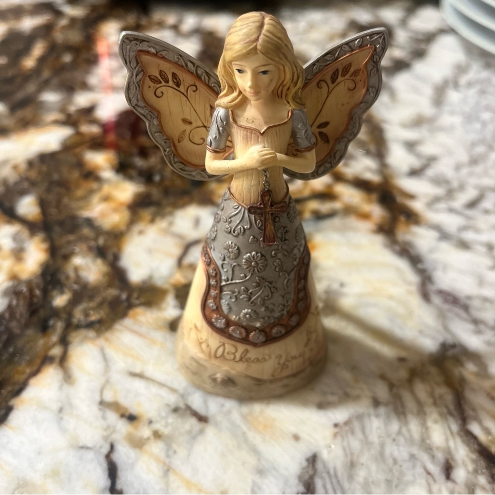 Element 'Bless You' Oval Figurine Base in Cream and Brown